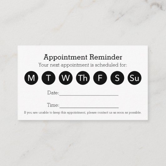 基本ビジネスデザインロゴ7日間スケジュール 予約カード (裏面)