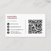 基本ミニマモダンリストプロフェッショナルQRコードホワイト 名刺 (裏面)