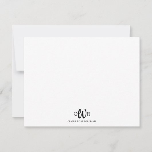 基本モダンエレガント3モノグラムボホシックパターン ノートカード (正面)