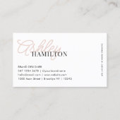 基本モダンタイポグラフィスエレガントクリプト赤面ピンク 名刺 (裏面)