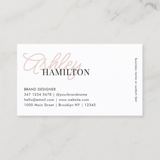 基本モダンタイポグラフィスエレガントクリプト赤面ピンク 名刺 (裏面)