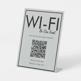基本モダン的なGray Wi-Fi QRコードペデスタル記号 台座サイン