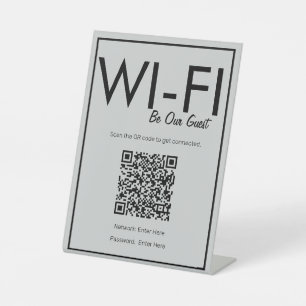 基本モダン的なGray Wi-Fi QRコードペデスタル記号 台座サイン