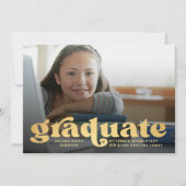 基本レトロ金ゴールド写真の発表 招待状 (正面)