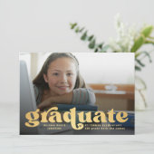 基本レトロ金ゴールド写真の発表 招待状 (スタンド正面)