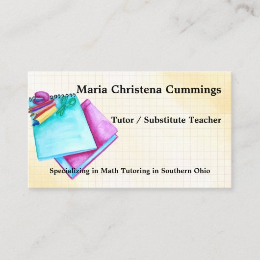 基本原則の水彩画の教育産業カードに戻る 名刺 (正面)