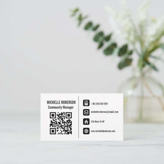 基本情報アイコンとqr名刺 名刺 (スタンド正面)