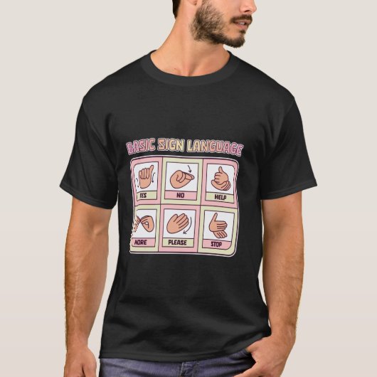 基本手話言語病理学補助代替コミュニケーション特別支援教育SLP Tシャツ (正面)