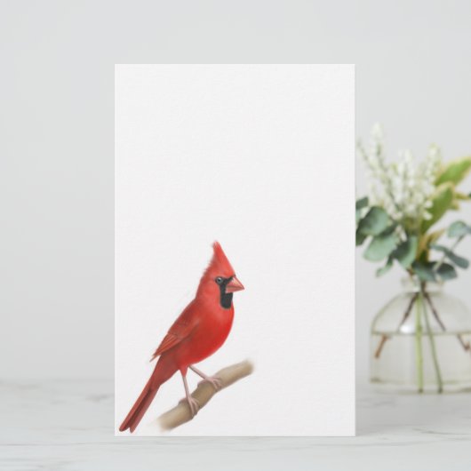 基本的で赤い鳥の男性の文房具 便箋 (スタンド正面)