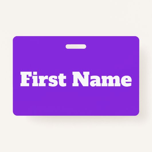 基本的で、エレガントな、紫色の背景及び白い名前 バッジ (正面)