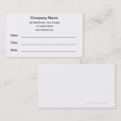 基本的なアポイントメントカード 予約カード (正面/裏面)