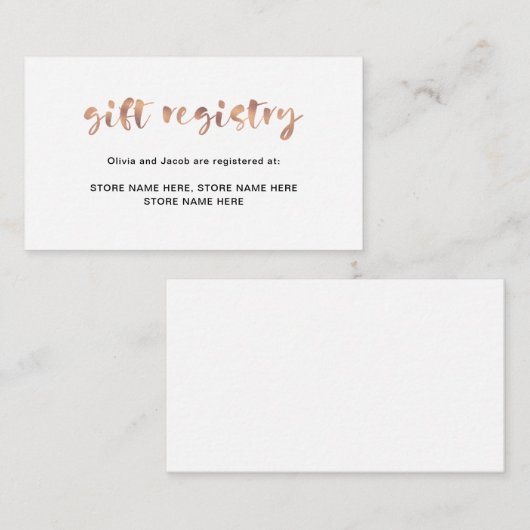 基本的なエレガントなのどのばら色の金ゴールド|のギフト登録 エンクロージャーカード (正面/裏面)