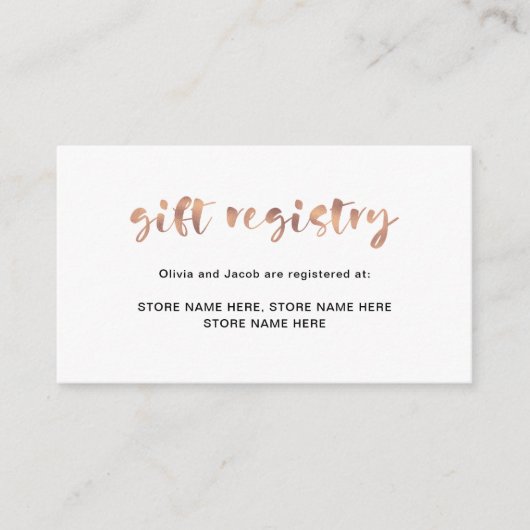 基本的なエレガントなのどのばら色の金ゴールド|のギフト登録 エンクロージャーカード (正面)