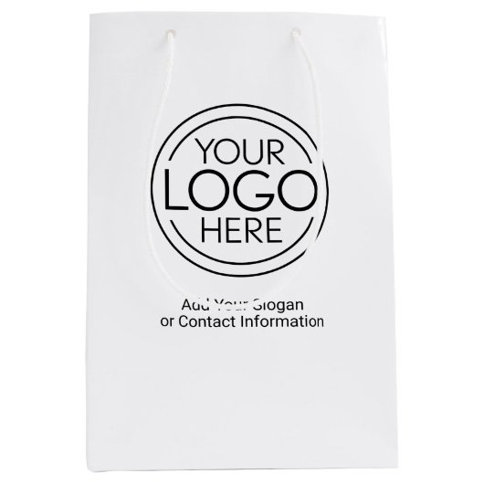 基本的なオフィスロゴと連絡先情報付きのバッグ ミディアムペーパーバッグ (正面)
