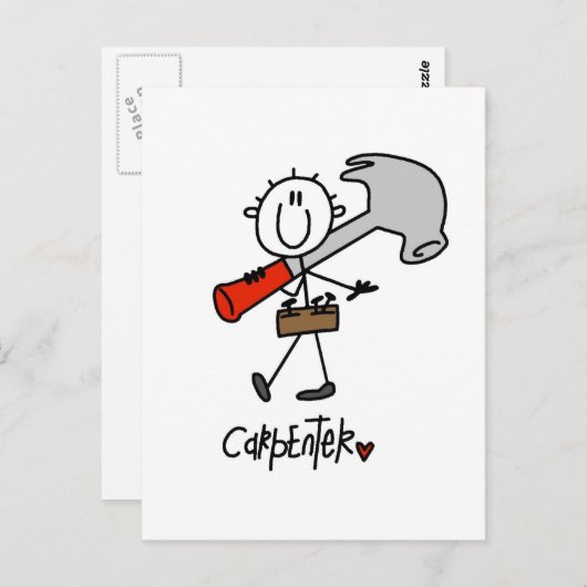 基本的なスティック体型カーペンターTシャツとギフト ポストカード (正面/裏面)