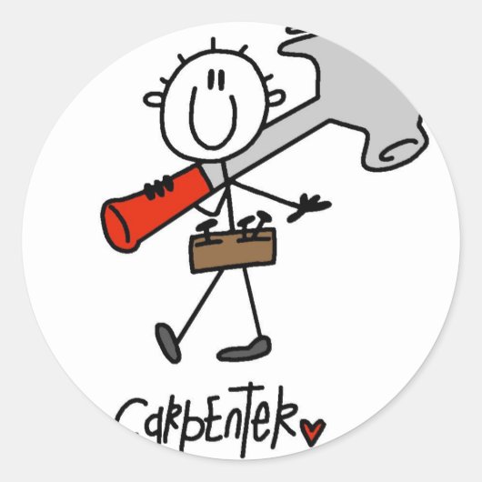 基本的なスティック体型カーペンターTシャツとギフト ラウンドシール (正面)