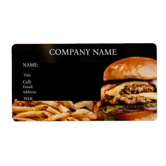 基本的なテンプレートの名刺 ハンバーガー ラベル (正面)