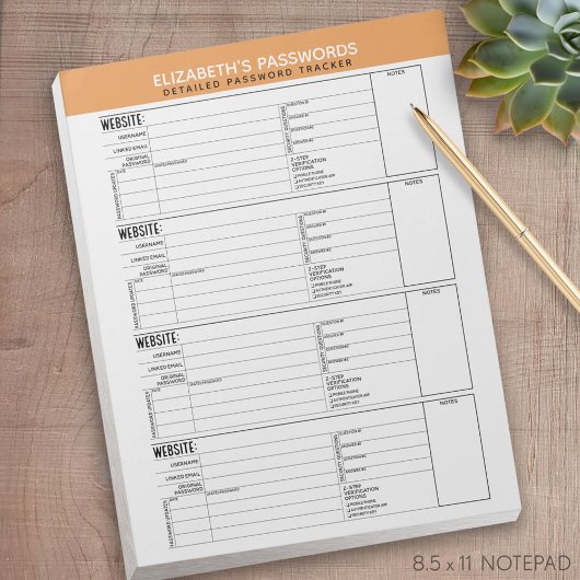 基本的なパスワードトラッカー(ユーザー名付き) ノートパッド