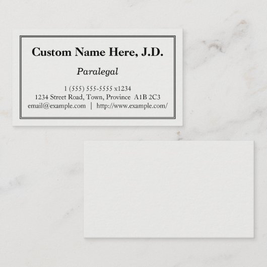 基本的なパラリーガルの名刺 名刺 (正面/裏面)