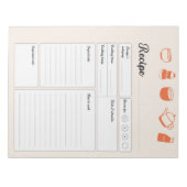 基本的なパーソナライズされたレシピページメモ帳 ノートパッド (正面)