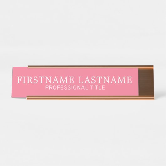 基本的なピンクの白伝統的色の名前とタイトル デスクネームプレート (正面)