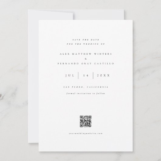 基本的なフォトウェディング日付カードの保存招待状 セーブザデート (裏面)