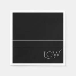 基本的なブラックモノグラム スタンダードカクテルナプキン