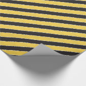 基本的なブラック金ゴールドストライプのクフェイクリズムクリスマス ラッピングペーパー (角)