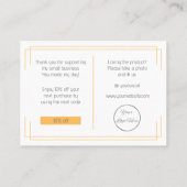 基本的なホワイトオレンジ色のロゴビジネスサンキューカード 名刺 (裏面)