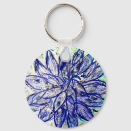 基本的なボタンのキーホルダーまれで青いDalhia キーホルダー