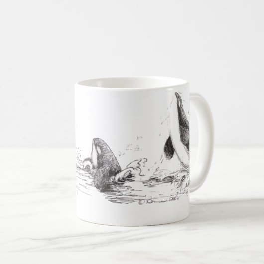 基本的なマグを遊んでいる3匹のシャチ コーヒーマグカップ (正面右)