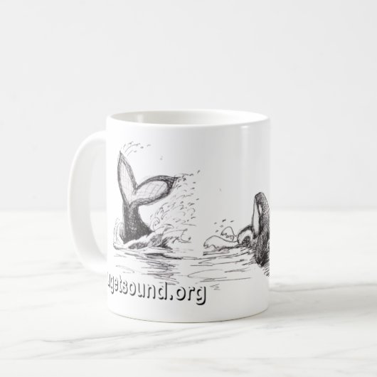 基本的なマグを遊んでいる3匹のシャチ コーヒーマグカップ (正面左)