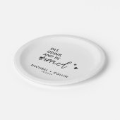 基本的なミニマルな白黒の書道ハート ペーパープレート (アングル)