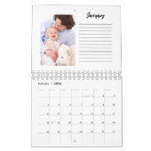 基本的なミニマルカスタムリストフォトカレンダー（メモ付き） カレンダー (1月 2026)