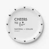 基本的なミニマルシンプルリストモダン応援ハート ペーパープレート (正面)