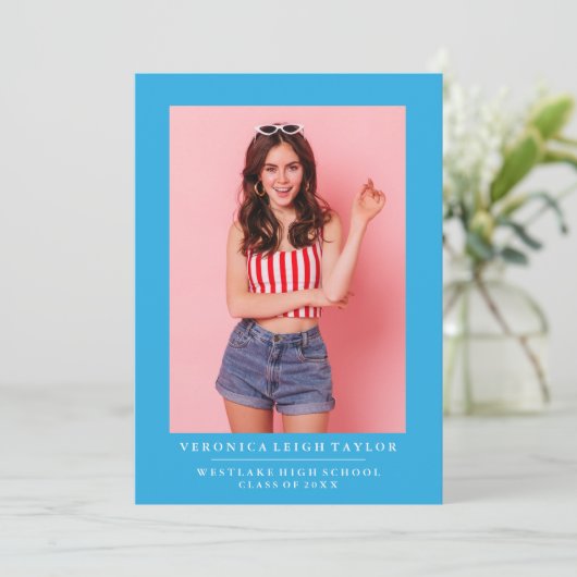 基本的なミニマル写真卒業発表 招待状 (スタンド正面)