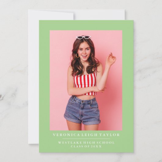 基本的なミニマル写真卒業発表 招待状 (正面)