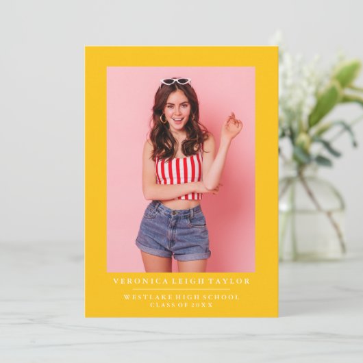 基本的なミニマル写真卒業発表 招待状 (スタンド正面)