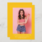 基本的なミニマル写真卒業発表 招待状 (正面/裏面)