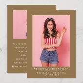 基本的なミニマル写真卒業発表 招待状 (正面/裏面)