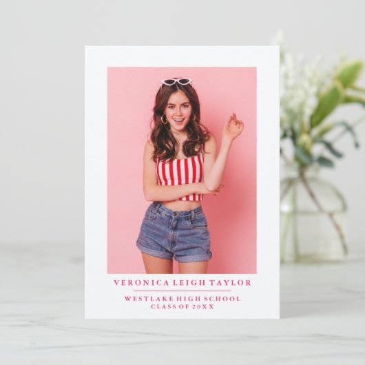 基本的なミニマル写真卒業発表 招待状 (スタンド正面)