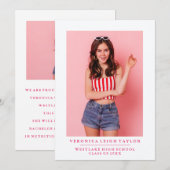 基本的なミニマル写真卒業発表 招待状 (正面/裏面)