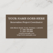 基本的なリノベーションプロジェクトコーディネーターのプロファイルカード 名刺 (正面)