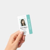 基本的な企業ロゴ写真ターコイズ色の従業員ID バッジ (手持ち)
