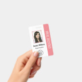 基本的な企業ロゴ写真 ピンクの従業員IDカード バッジ (手持ち)