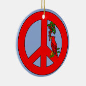 基本的な休日のオーナメントが付いているピースサイン セラミックオーナメント (右)