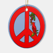 基本的な休日のオーナメントが付いているピースサイン セラミックオーナメント (左)