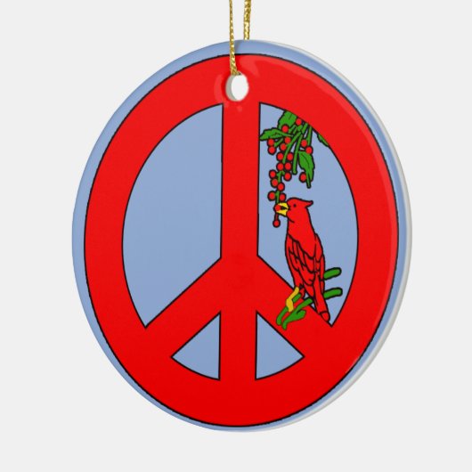 基本的な休日のオーナメントが付いているピースサイン セラミックオーナメント (左)