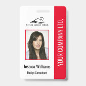 基本的な会社のロゴフォトレッド従業員のセキュリティ バッジ (正面)