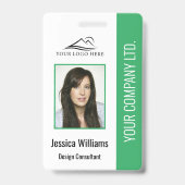 基本的な会社ロゴフォトグリーン従業員セキュリティ バッジ (正面)